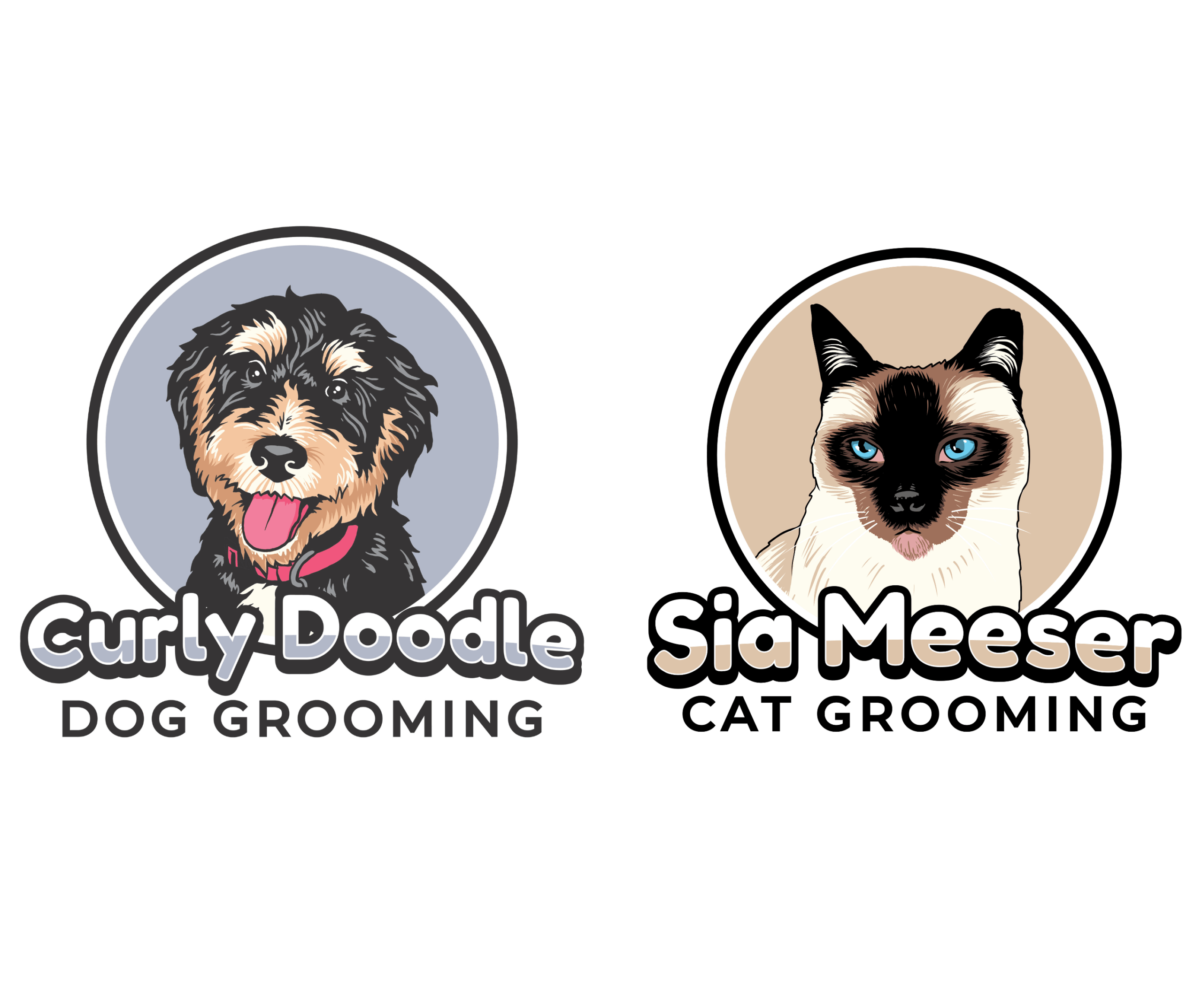 Curly Doodle Dog & Sia Meeser Cat Grooming 